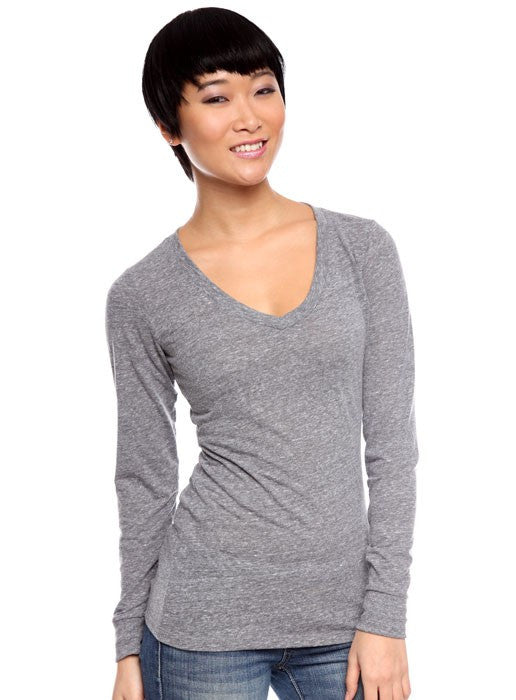 Royal Apparel Women's Triblend Long Sleeve V-Neck